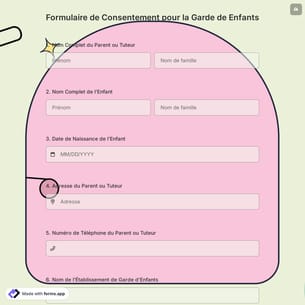 Formulaire de Consentement pour la Garde de Enfants