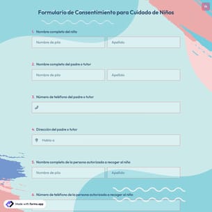 Formulario de Consentimiento para Cuidado de Niños