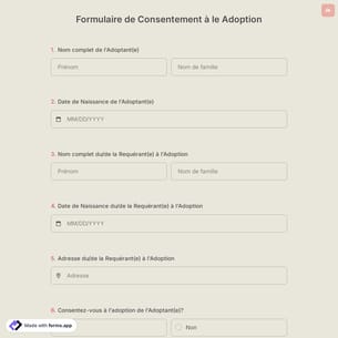 Formulaire De Consentement À le Adoption