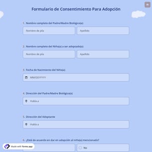 Formulario de Consentimiento Para Adopción