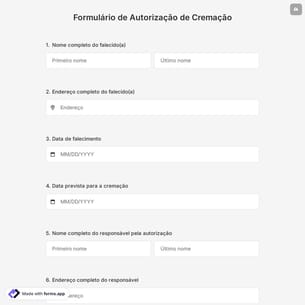 Formulário de Autorização de Cremação