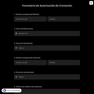Formulario De Autorización De Cremación