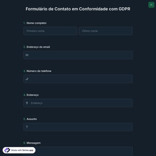 Formulário de Contato em Conformidade com GDPR
