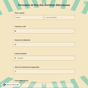 Formulaire de Don Aux Enchères Silencieuses