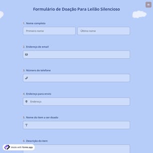 Formulário de Doação Para Leilão Silencioso