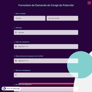 Formulaire de Demande de Congé de Paternité