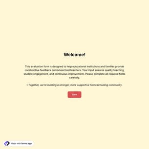 Homeschool Teacher Evaluation Form