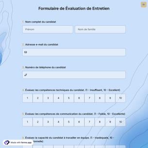 Formulaire de Évaluation de Entretien