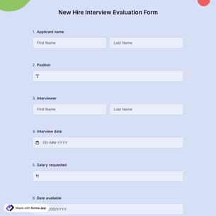 New Hire Interview Evaluation Form