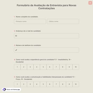 Formulário de Avaliação de Entrevista para Novas Contratações