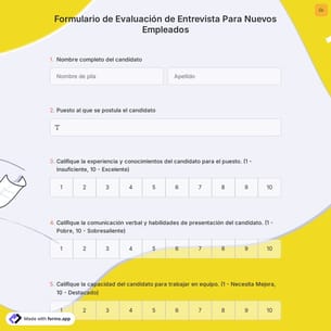 Formulario de Evaluación de Entrevista Para Nuevos Empleados