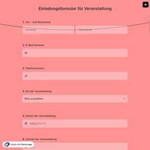 Einladungsformular für Veranstaltung