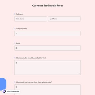 Customer Testimonial Form