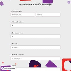Formulario de Admisión de Masajes