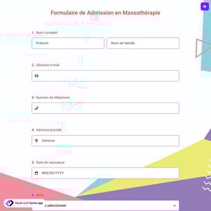Formulaire de Admission en Massothérapie