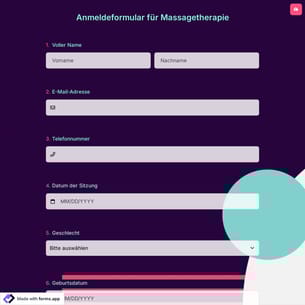 Anmeldeformular für Massagetherapie