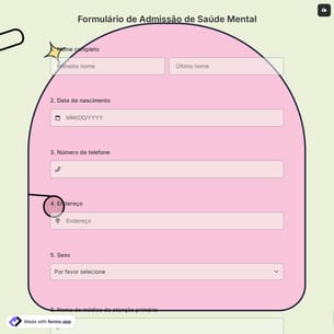 Formulário de Admissão de Saúde Mental