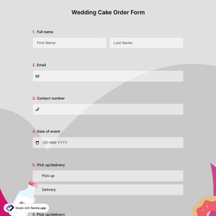 Wedding Cake Order Form