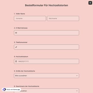 Bestellformular Für Hochzeitstorten