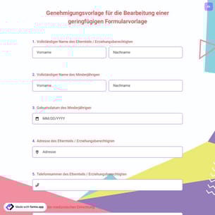 Genehmigungsvorlage für die Bearbeitung einer geringfügigen Formularvorlage