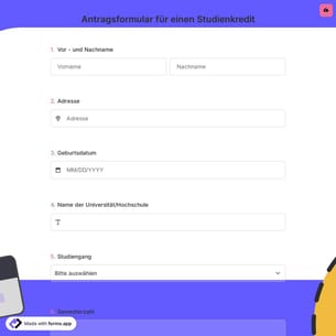 Antragsformular für einen Studienkredit
