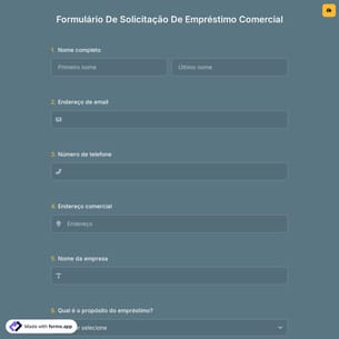 Formulário de Solicitação de Empréstimo Comercial