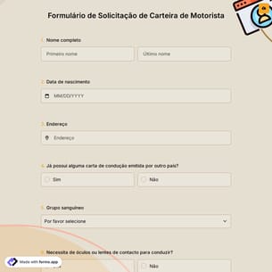 Formulário de Solicitação de Carteira de Motorista
