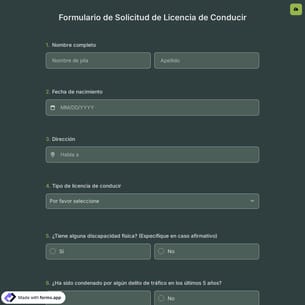 Formulario De Solicitud De Licencia De Conducir