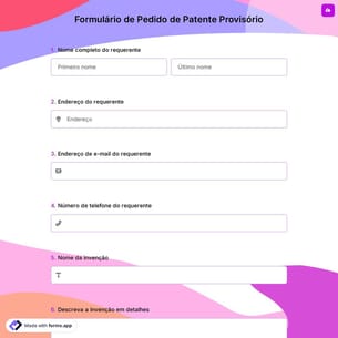 Formulário de Pedido de Patente Provisório