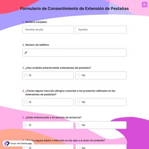 Formulario de Consentimiento de Extensión de Pestañas
