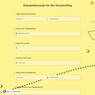 Erlaubnisformular für den Schulausflug