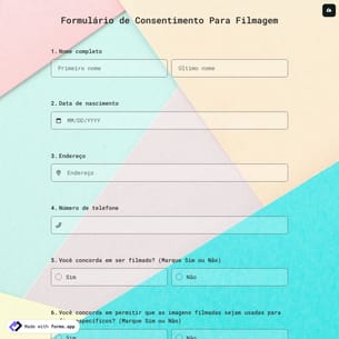 Formulário de Consentimento Para Filmagem