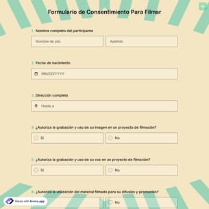 Formulario de Consentimiento Para Filmar