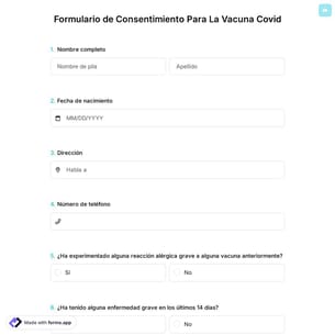 Formulario de Consentimiento Para La Vacuna Covid