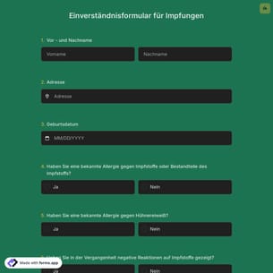 Einverständnisformular für Impfungen