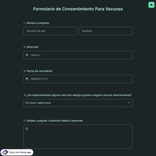 Formulario de Consentimiento Para Vacunas