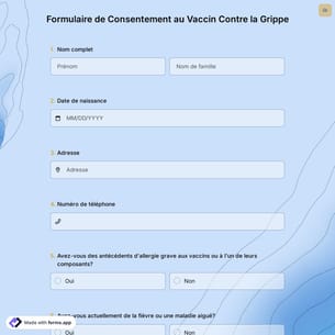 Formulaire de Consentement au Vaccin Contre la Grippe