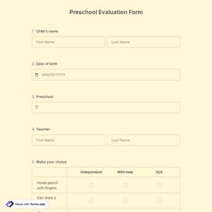 Preschool Evaluation Form