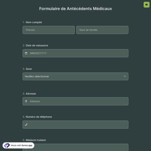 Formulaire de Antécédents Médicaux