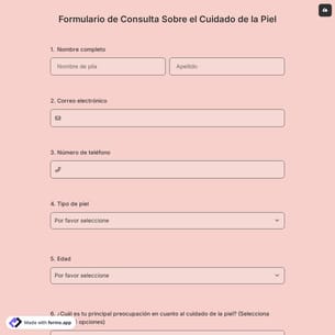 Formulario de consulta sobre el Cuidado de la Piel