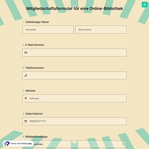 Mitgliedschaftsformular für eine Online-Bibliothek