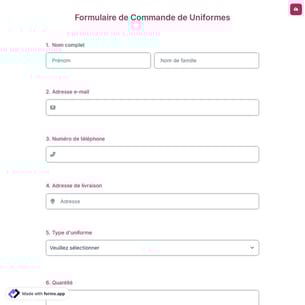 Formulaire de Commande de Uniformes