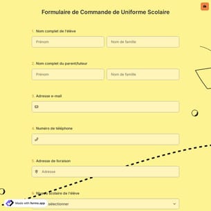 Formulaire de Commande de Uniforme Scolaire