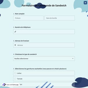Formulaire de Commande de Sandwich