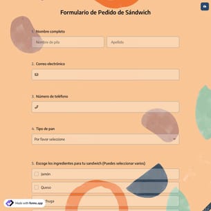 Formulario de Pedido de Sándwich