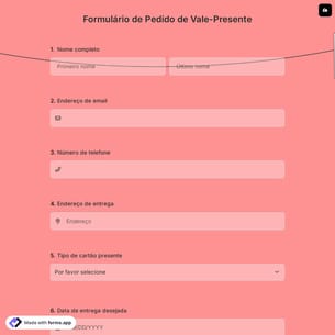 Formulário de Pedido de Vale-Presente