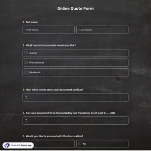 Online Quote Form