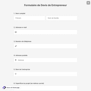 Formulaire de Devis de Entrepreneur