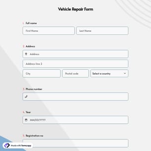 Vehicle Repair Form
