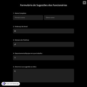 Formulário de Sugestões dos Funcionários